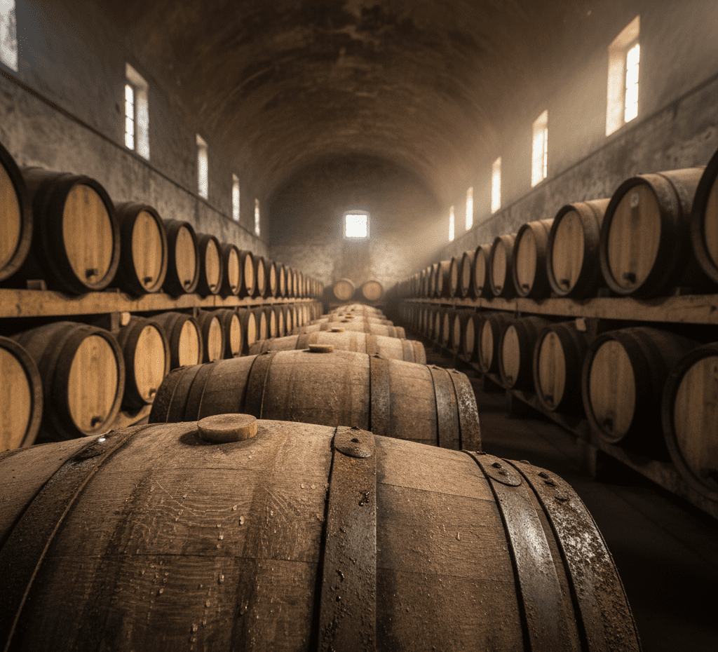 오크통 숙성을 진행중인 위스키들