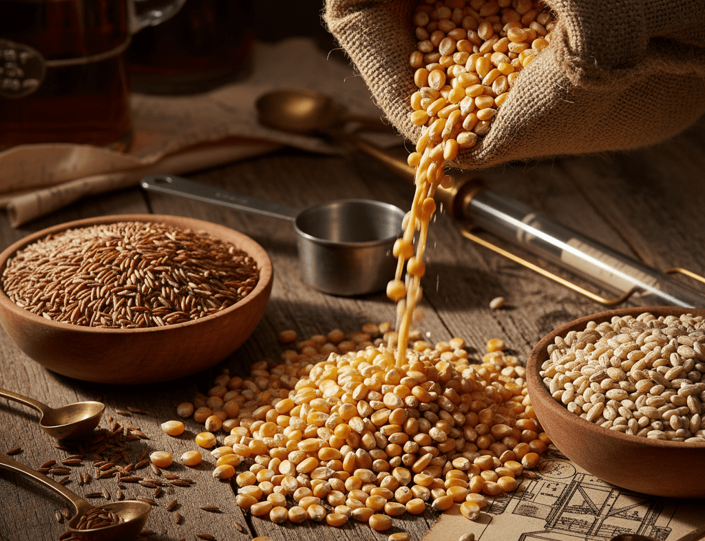 버번위스키의 원료인 옥수수와 곡물