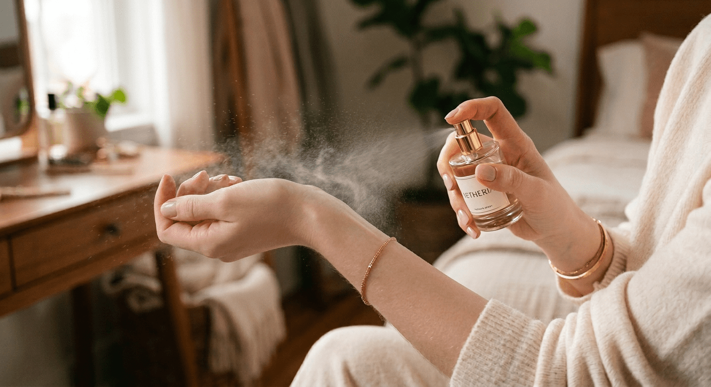 향수 뿌리는 여성